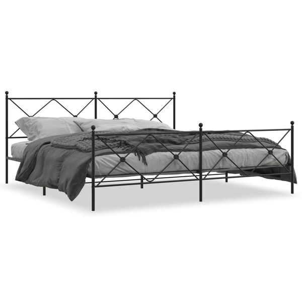 vidaXL Metal Bed Frame without Mattress with Footboard Black 193x203cm