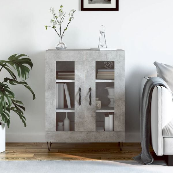 vidaXL Sideboard Concrete Grey 69.5x34x90 cm Engineered Wood