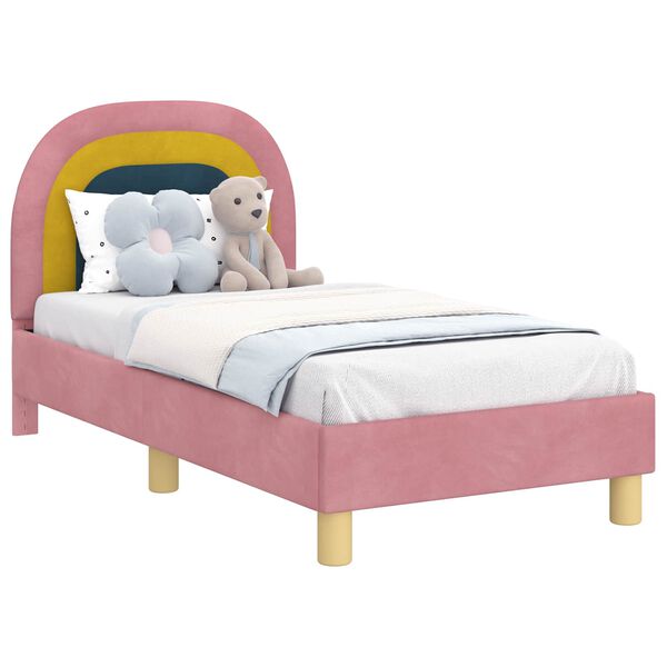 vidaXL Toddler Bed Frame with Headboard Pink 70 x 140 cm Velvet