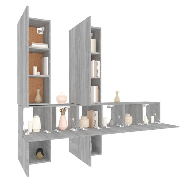 vidaXL 7 Piece TV Cabinet Set Grey Sonoma Engineered Wood