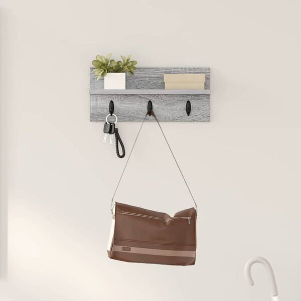 vidaXL Wall-Mounted Coat Rack Grey Sonoma 40 x 10.5 x 18 cm