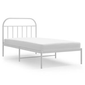 vidaXL Metal Bed Frame without Mattress with Headboard White 100x200cm
