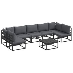 vidaXL Garden Sofa Set with Cushion 8 pcs Black Aluminium