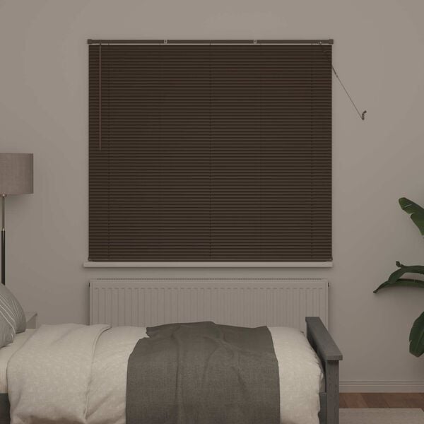 vidaXL Venetian Blind Manual Dark Brown with Pattern 150 x 130 cm PVC