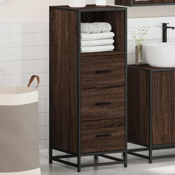vidaXL Bathroom Cabinet Brown Oak 35x37.5x100 cm Engineered Wood