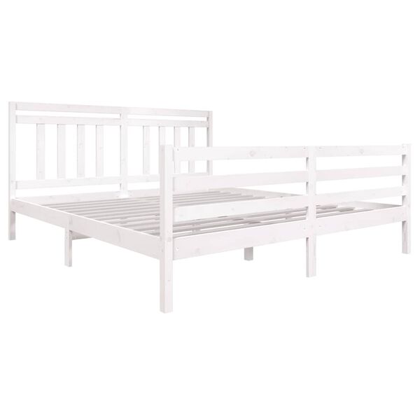 vidaXL Bed Frame without Mattress White Super King Solid Wood