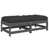 vidaXL Garden Footstools with Cushions 2pcs Grey Solid Wood Pine