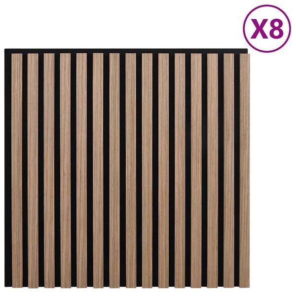 vidaXL Acoustic Wall Panels 8 pcs Slatted 60.5x60 cm Oak Veneer