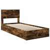 vidaXL Storage Bed with Drawer Smoked Oak 90 x 200 cm Engineered Wood