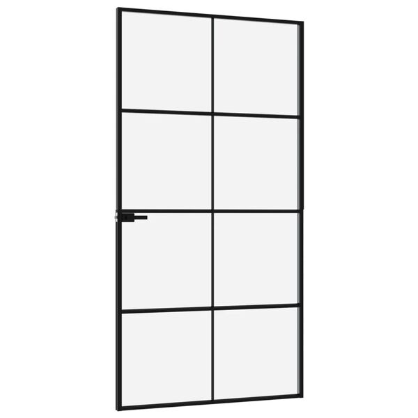 vidaXL Interior Door Black 102x201.5 cm Tempered Glass&Aluminium