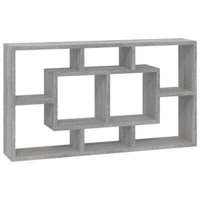 vidaXL Wall Display Shelf 8 Compartments Grey Sonoma