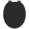 vidaXL Toilet Seat 2 pcs Black 44 x 38 cm MDF board