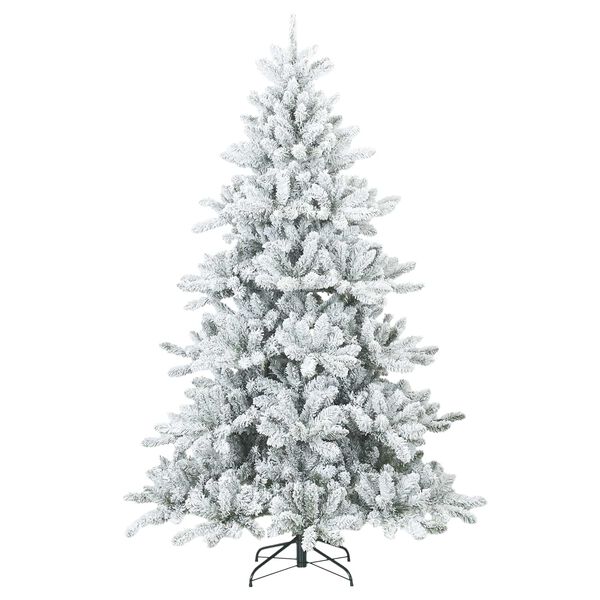 vidaXL Artificial Hinged Christmas Tree Snow Flocked White 240 cm