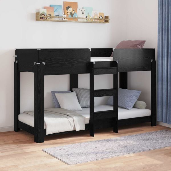 vidaXL Bunk Bed for Kids Black Oak 80 x 190 cm Engineered Wood