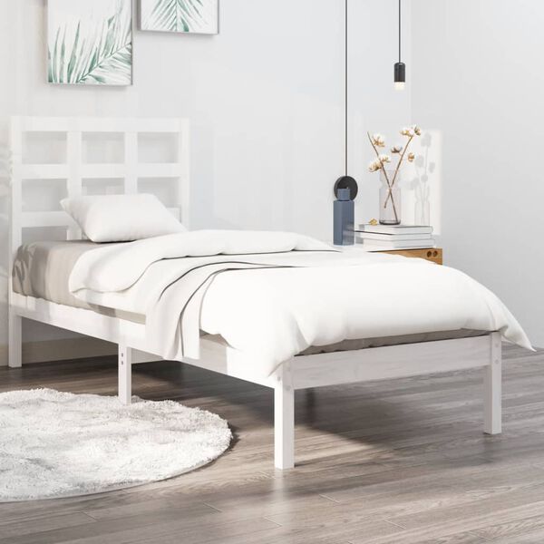 vidaXL Bed Frame without Mattress White 90x190 cm Single Solid Wood