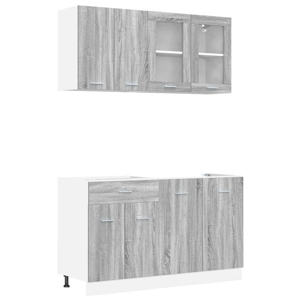vidaXL Kitchen Cabinet Set Lyon 4 pcs Grey sonoma 140 x 46 x 81.5 cm