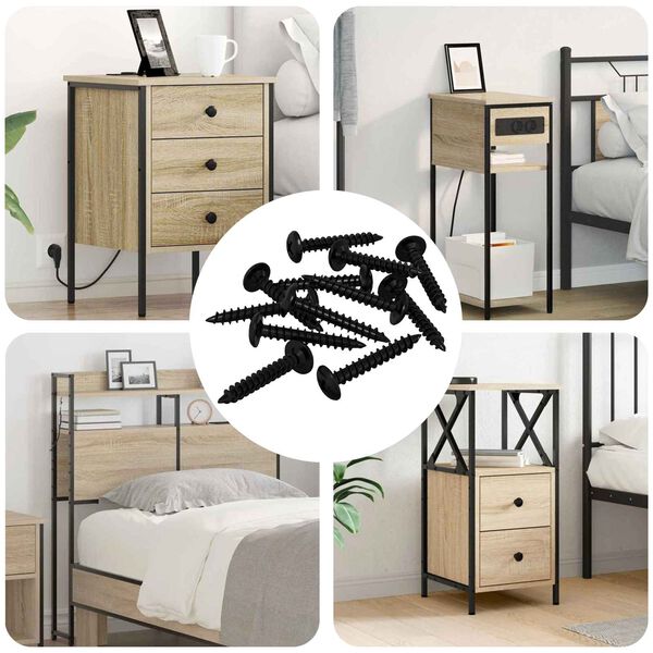 vidaXL Self Tapping Nail 12 pcs Black 4 x 25 mm Steel