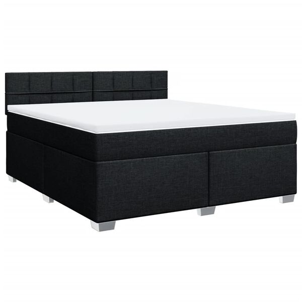 vidaXL Box Spring Bed with Mattress Black 180x200 cm Fabric