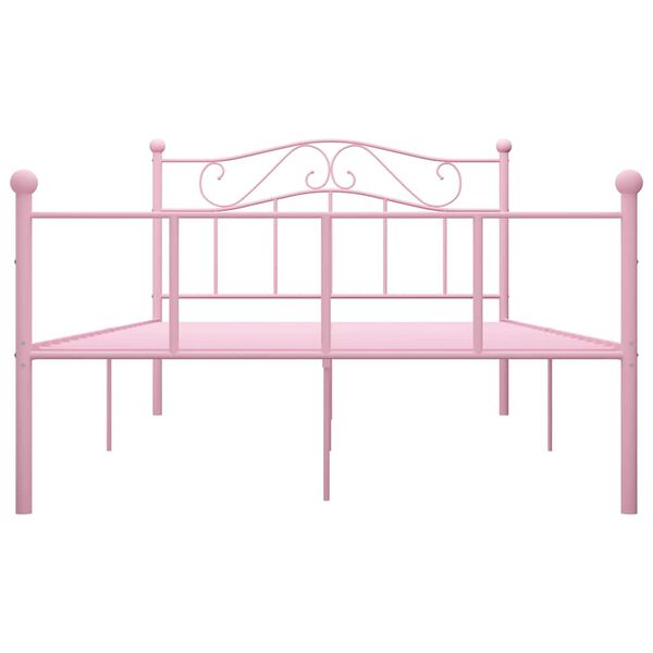 vidaXL Bed Frame without Mattress Pink Metal 140x200 cm