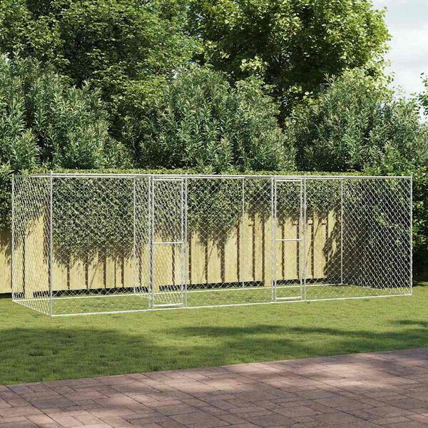 vidaXL Dog Cage Silver 600 x 200 x 200 cm Galvanised Steel