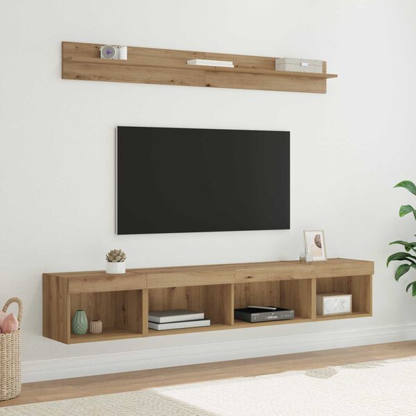 vidaXL TV Wall Cabinet Set with LED 5 pcs Artisan Oak Engineered Wood