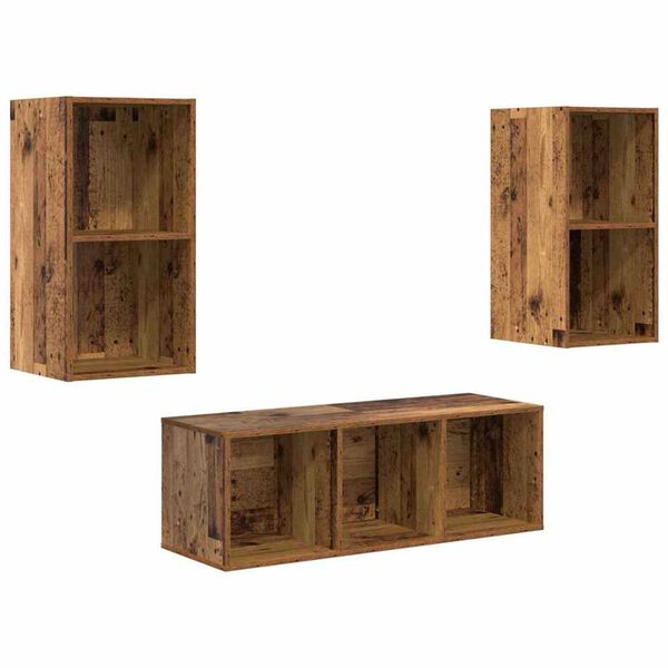 vidaXL TV Cabinet Set Wall-mounted 3 pcs Old Wood Engineered Wood