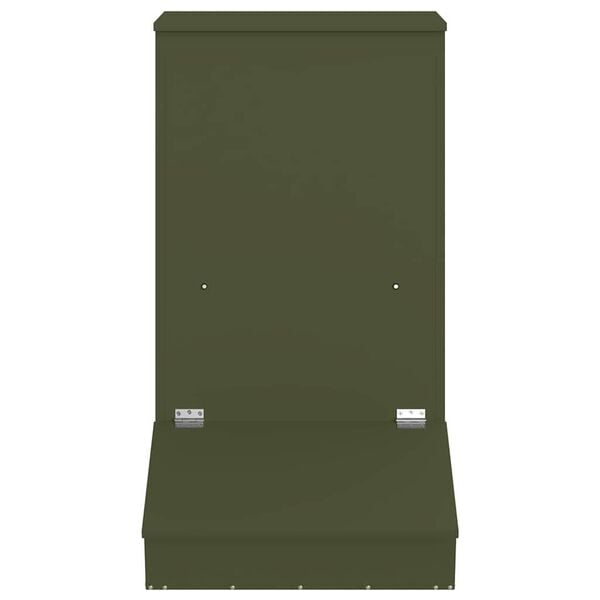 vidaXL Pig Feeder Olive Green 82 x 51 x 91.5 cm Cold-Rolled Steel