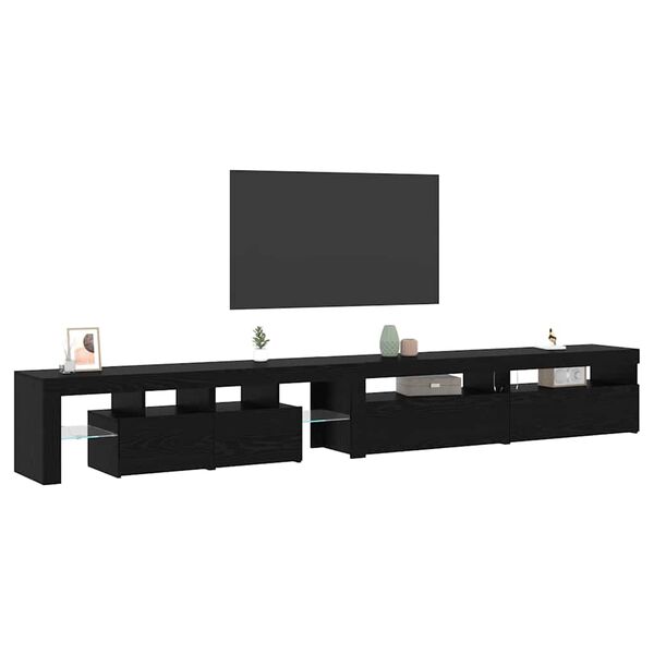 vidaXL TV Cabinet 3 pcs Black Oak 290 x 37 x 40 cm Engineered Wood