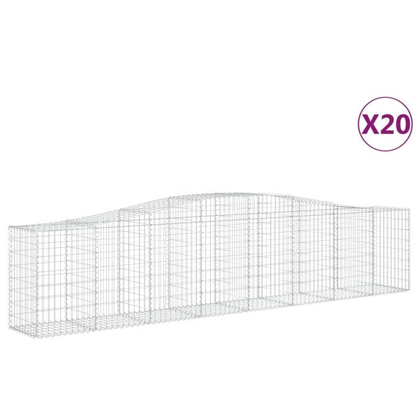 vidaXL Arched Gabion Baskets 20 pcs 400x50x80/100 cm Galvanised Iron