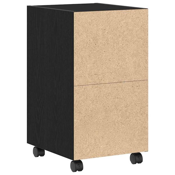 vidaXL Wheeled Side Cabinet Black Oak 33 x 38 x 60 cm Engineered Wood