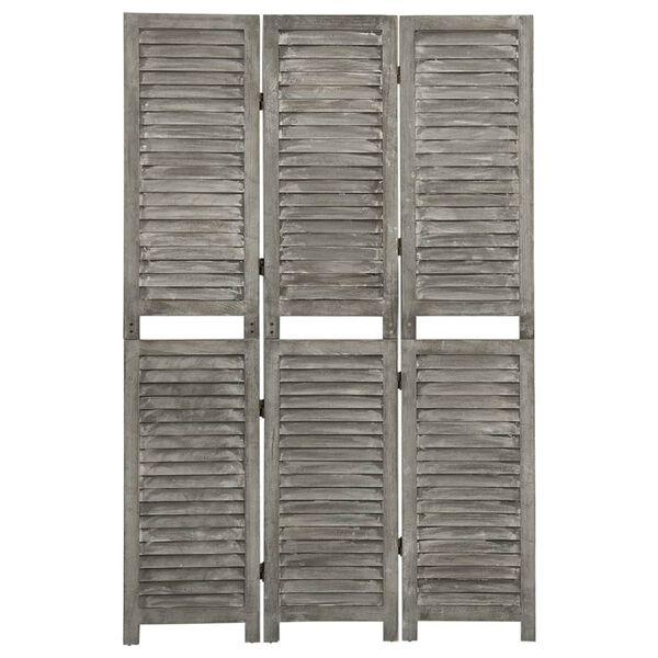 vidaXL 3-Panel Room Divider Grey 106.5x166 cm Solid Wood