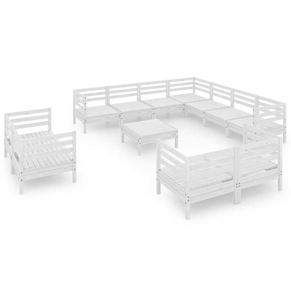 vidaXL 12 Piece Garden Lounge Set Solid Wood Pine White