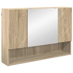 vidaXL Mirror Cabinet Sonoma Oak 80 x 17 x 55 cm Engineered Wood