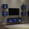 vidaXL 7 Piece TV Wall Units with LED Black Engineered Wood