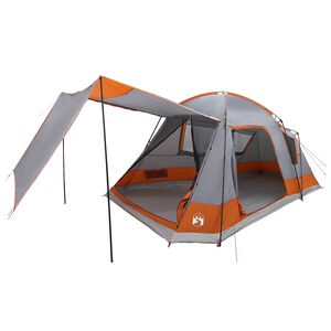 vidaXL Cabin Tent Grey and Orange 8-Person Polyester and Steel
