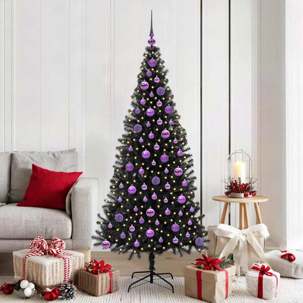 vidaXL Christmas Tree with 300 LEDs with Stand Black 180 cm PVC