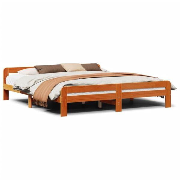 vidaXL Bed Frame without Mattress Wax Brown 200x200 cm Solid Wood Pine