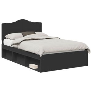 vidaXL Bed Frame with Headboard Black 120 x 190 cm Solid Pine Wood