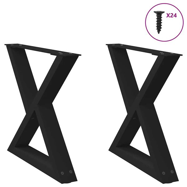 vidaXL Coffee Table Legs 2 pcs Black 50x(42-43.3) cm Steel