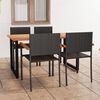 vidaXL 5 Piece Garden Dining Set Poly Rattan Black
