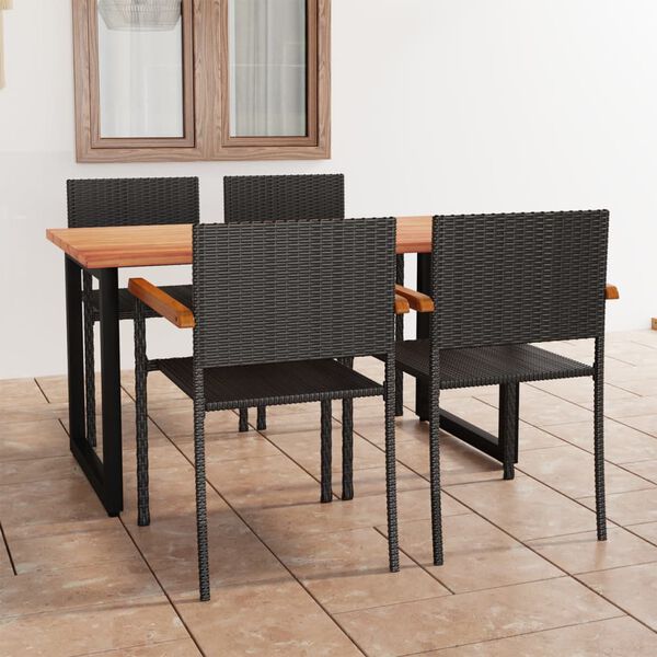 vidaXL 5 Piece Garden Dining Set Poly Rattan Black
