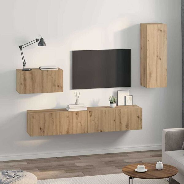 vidaXL Wall TV Cabinet Wall-mounted 4 pcs Artisan Oak Engineered Wood