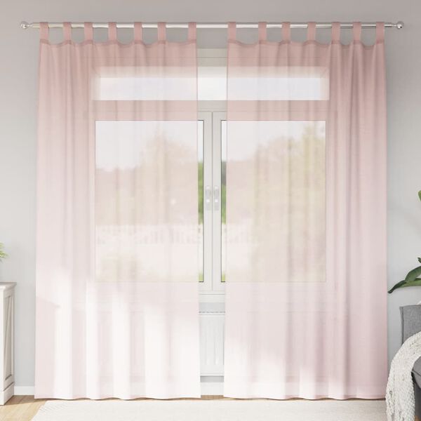 vidaXL Voile Curtains with Loops 2 pcs Light Pink 140x225 cm
