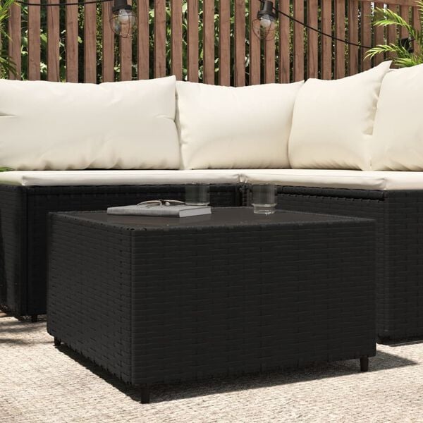 vidaXL Square Garden Coffee Table Black 50x50x30 cm Poly Rattan