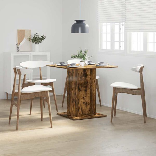 vidaXL Dining Table Smoked Oak 80x80x75 cm Engineered Wood