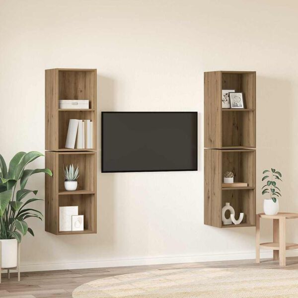 vidaXL TV Cabinet Set Wall-mounted 4 pcs Artisan Oak 37 x 37 x 72 cm