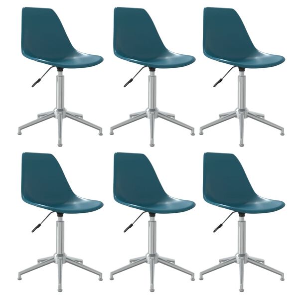 vidaXL Swivel Dining Chairs 6 pcs Turquoise PP