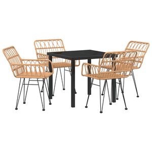 vidaXL Garden Dining Set 5 pcs Brown Powder-Coated Steel