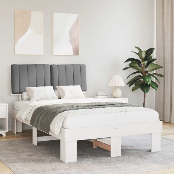 vidaXL Bed Frame with Upholstered Headboard Light Grey 120 x 190 cm