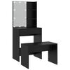 vidaXL Dressing Table Set with LED Black Engineered Wood